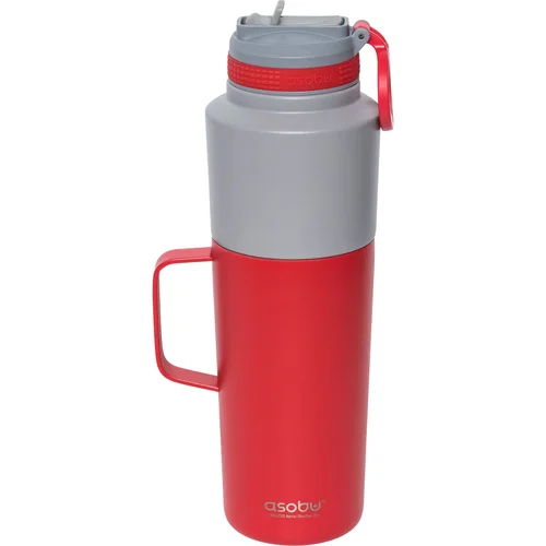 Asobu twin pack bottle with mug red, 0.9 l + 0.6 l