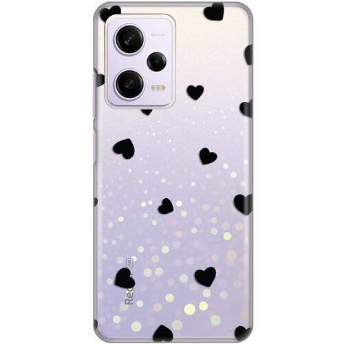 silikonska maska za Xiaomi Redmi Note 12 Pro 5G (EU) Hearts Print Skin providna Slike