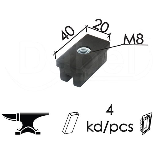 Dabel čep za bravarsku kutiju sa navrtkom ČPN23 Crna 20x40/M8 (4kom) DBP1 Slike