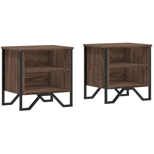 Maison Chic Dvo delni komplet Nočne omarice - Nočne mize rjavi hrast 40x30x40 cm inženirski les, (21688353) Slike