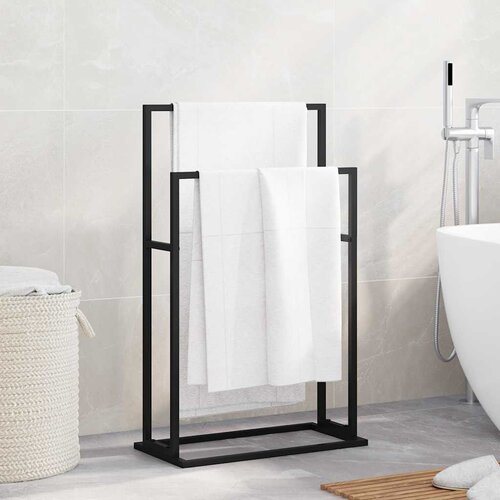 Samostojeći stalak za ručnike crni 48 x 24 x 78,5 cm željezni Slike