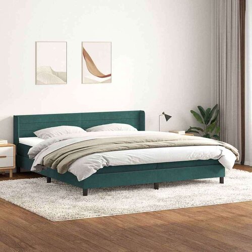 Box spring postelja z vzmetnico temno zelena 180x220 cm žamet, (21791001) Cene