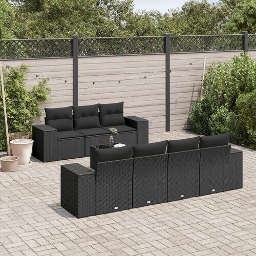  8-dijelni set vrtnih sofa od poliratana s jastucima crni Slike