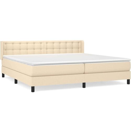  Krevet s oprugama i madracem krem 200 x 200 cm od tkanine Slike