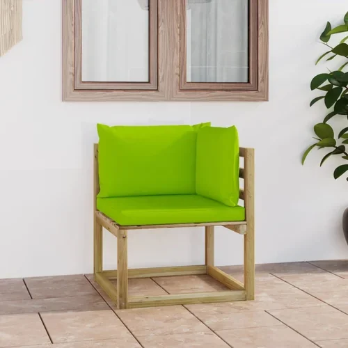  kutna sofa s jastucima od zeleno impregnirana borovine