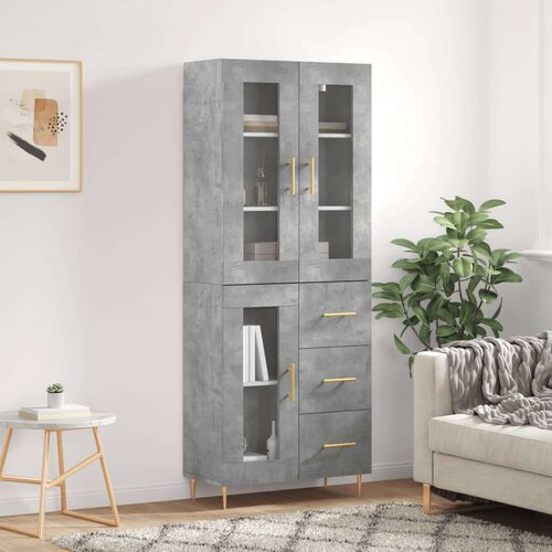  Visoka komoda siva betona 69 5x34x180 cm od konstruiranog drva Slike
