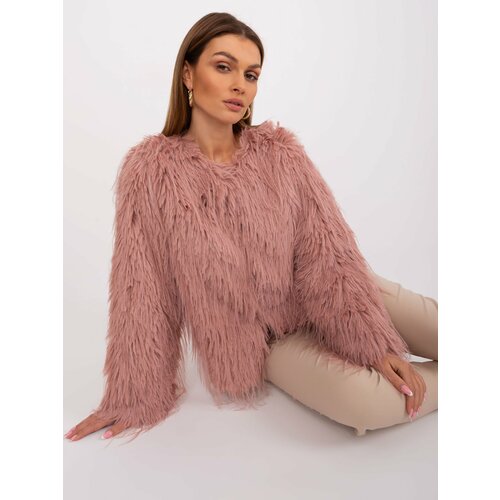 Fashion Hunters Dark pink transitional jacket with eco fur Slike
