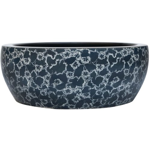 Maison Chic Umivalnik - Kopalna umivalnik Nadpultni črn in moder okrogel Φ41x14 cm keramika, (21684801) Cene