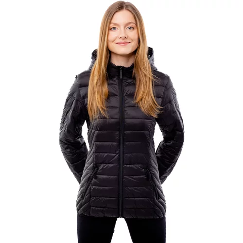 Glano Women's Quilted Hooded Jacket - Black