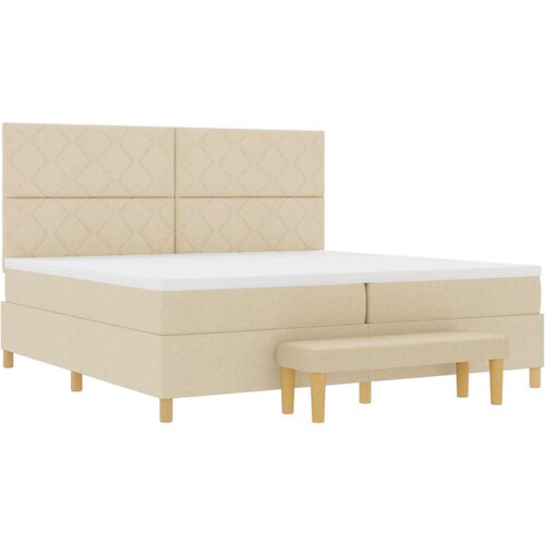vidaXL Krevet s kutijom s madracem i klupom Krem 200x200 cm Tkanina Cene