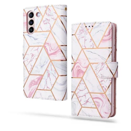  Preklopna torbica Wallet denarnica Fancy Diary Marmor Samsung Galaxy S21 FE G990 - roza Slike
