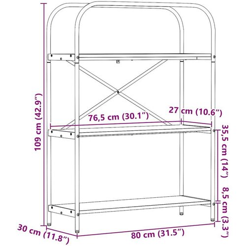 VidaXL Polica Sivi hrast sonoma 80 x 30 x 109 cm Konstruirano drvo Slike