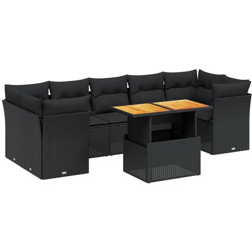  8-dijelni set vrtnih sofa od poliratana s jastucima crni Crna 100 x 55 x 73 cm Slike