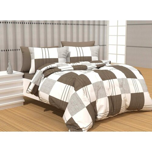  posteljina za bračni krevet braon kvadrati Cene