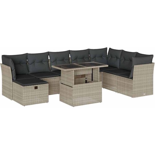 Maison Chic Seti vrtnega pohištva - Vrtna garnitura - Vrtni pohištvo set 9-delna z blazinami sv. siv poli ratan, (21798290) Cene