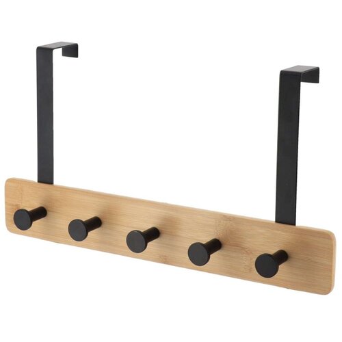 Tendance vješalica sa 5 kuka metal/bambus, crna Cene