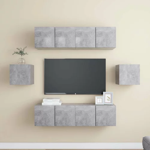  Komplet TV omaric 6-delni betonsko siva iverna plošča, (20732371)