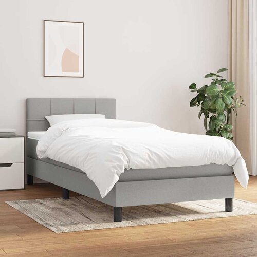  Okvir kreveta s oprugama i madrac svjetlosivi 80x200cm tkanina Cene