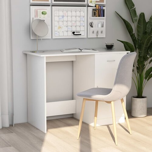  Radni stol bijeli 100 x 50 x 76 cm od konstruiranog drva Cijene