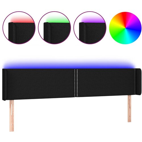 Maison Chic LED posteljno vzglavje - Vzglavna omarica črno 203x16x78/88 cm blago, (22077548) Cene