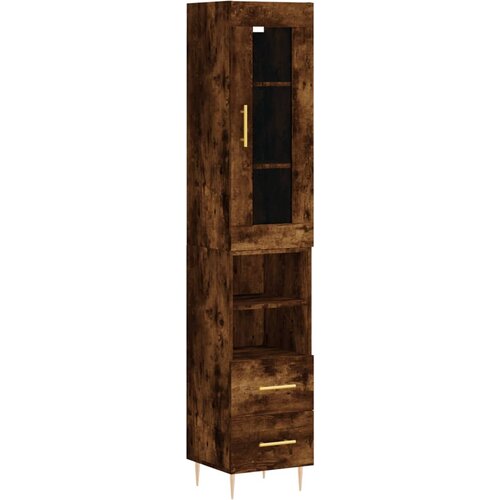 Maison Chic Visoka omara - Komoda - Predalnik dimljeni hrast 34,5x34x180 cm inženirski les, (21719112) Cene