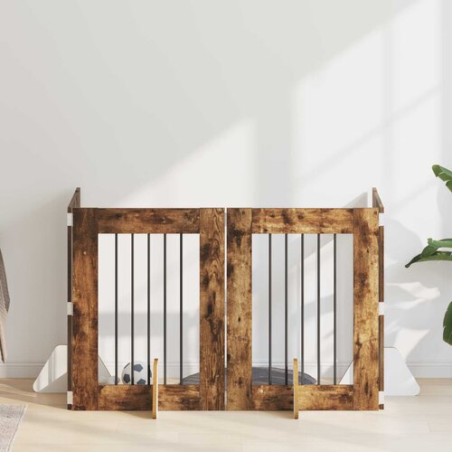  Vrata za pse s postoljem 4 pcs Dimljeni hrast 60 x 80 cm Cene