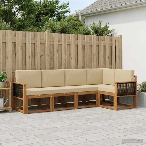  Set vanjskih sofa 5 kom. Prirodna i bež Poliester Cene