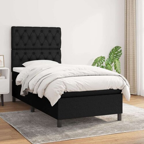 Box spring postelja z vzmetnico črna 80x200 cm blago, (20791809) Slike
