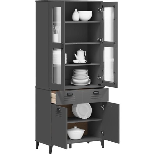 vidaXL Visoka komoda VIKEN antracit siva 80x40x190 cm masivna borovina Cijene