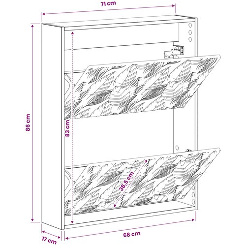  Ormar za cipele na zidu DELFT 71 x 17 x 86 cm Konstruirano drvo Slike