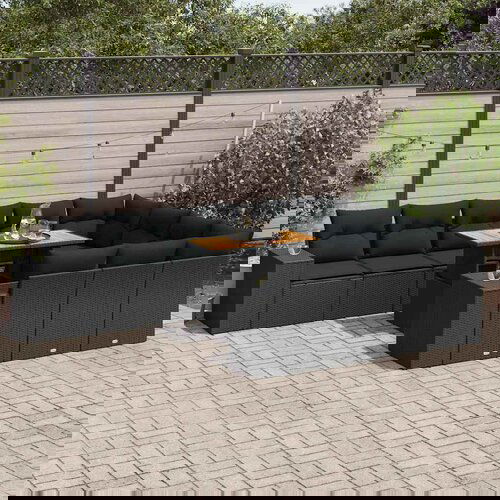 vidaXL 10-dijelni set vrtnih sofa s jastucima crni poliratana bagrem Cijene