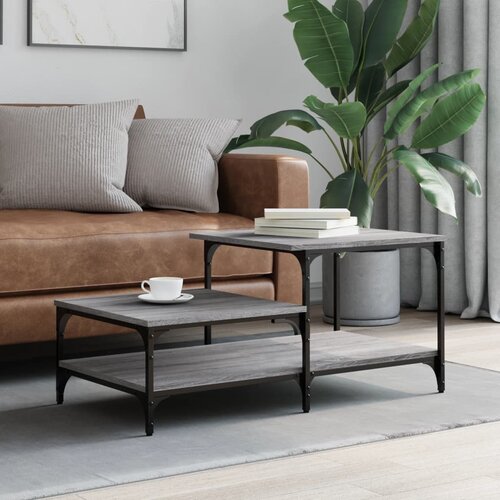 VidaXL Klubska mizica siva sonoma 100x50,5x45 cm inženirski les Slike