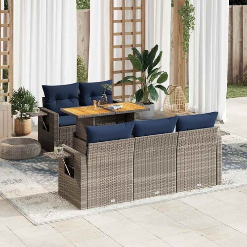 vidaXL 6-dijelni set vrtnih sofa od poliratana s jastucima sivi Cijene