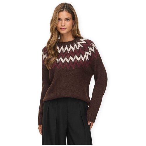 Vila Puloverji Toni Knit - Coffee Bean/Port Royal Kostanjeva Slike