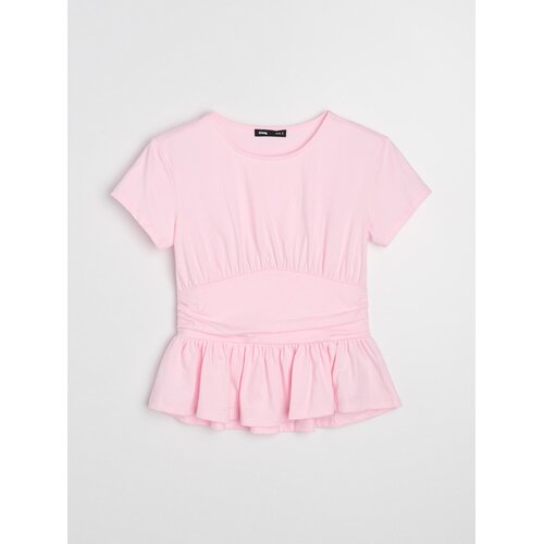 Sinsay Pamučna bluza s peplumom i naborima Slike