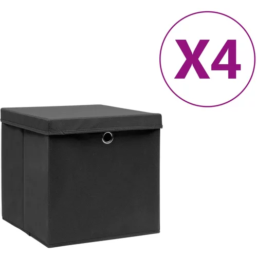 vidaXL kutije za pohranu s poklopcima 4 kom 28 x 28 x 28 cm crne
