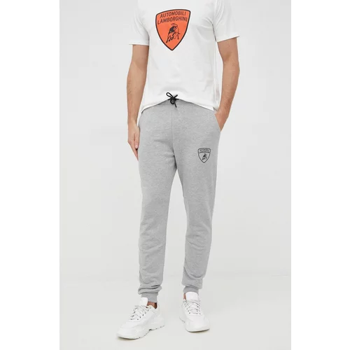Lamborghini Pamučne hlače za muškarce, boja: siva, s aplikacijom