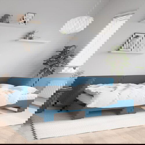 vidaXL Izvlečna dnevna postelja z vzmetnicami modra 90x200 cm žamet Cene