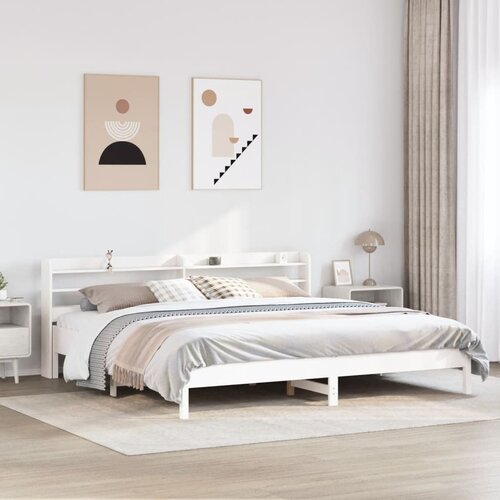vidaXL Okvir za krevet s uzglavljem bijeli 200x200 cm masivna borovina Cene