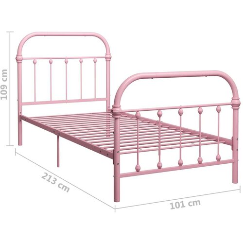 vidaXL Okvir za krevet ružičasti metalni 90 x 200 cm Cene