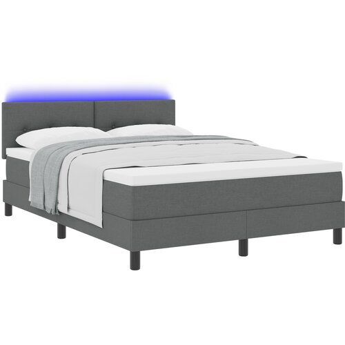 vidaXL postelja s podnožjem z vzmetnico in LED temno siva 140x190 cm tkanina Cene