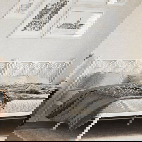 VidaXL Metalno uzglavlje bijelo 200 cm Slike