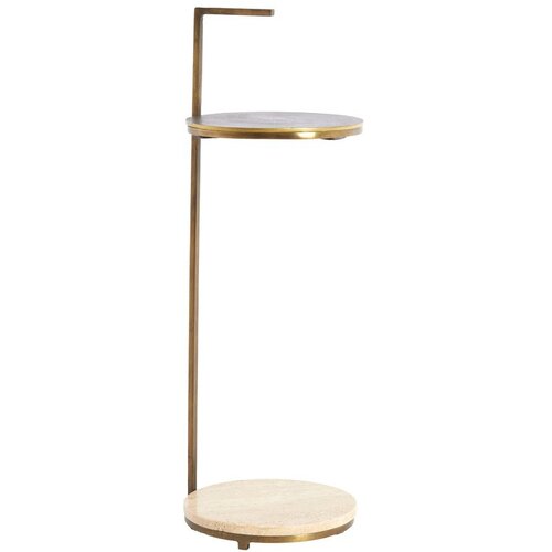 Light &amp;amp; Living Okrogla stranska mizica s kamnito mizno plo&amp;scaron;čo &amp;oslash; 26 cm Leda &amp;ndash; Slike