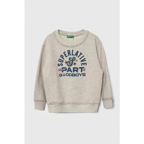 United Colors Of Benetton Otroški bombažen pulover siva barva