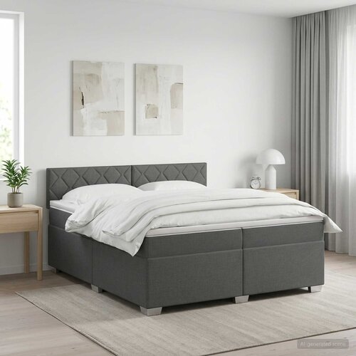  Boxspring krevet s madracem Tamnosiva 200 x 200 cm Tkanina Cene