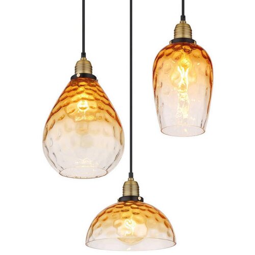 XXXL Globo 15786-3H1 - Luster na sajli SALVY 3xE27/60W/230V prečnik 46 cm narandžasta Slike