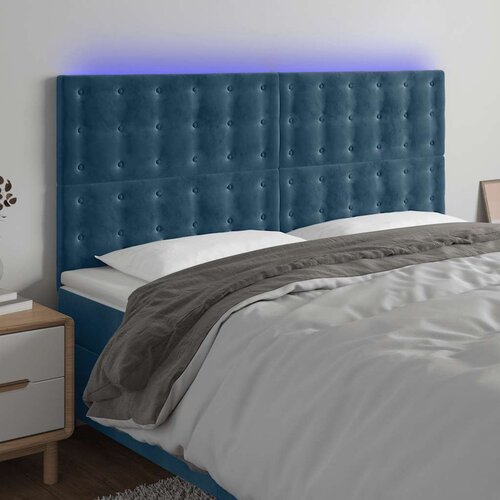  LED uzglavlje tamnoplavo 180x5x118/128 cm baršunasto Cene