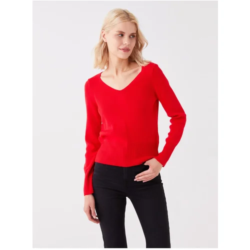 LC Waikiki Women's V-Neck Straight Long Sleeve Knitwear Sweater