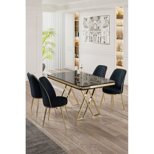 Hanah home Set Trpezarijski sto i 4 stolice, Teget-crna Cene