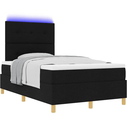  LED Box Spring Krevet s uzglavljem Crna 120 x 190 cm tkanina Slike